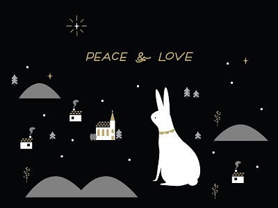 Peace & Love bunny christmas peace rabbit snow