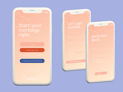 Daily UI 001 MindfullSun app dailyui design flat login minimal signup ux