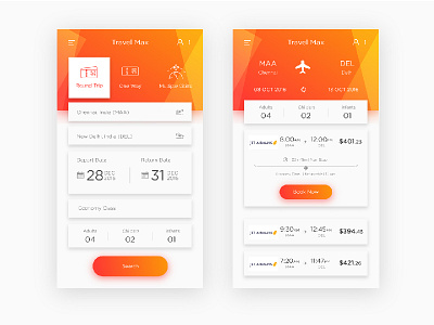 Travel Max Mobile App app booking flight gradient material max mobile rajan srinivasan travel