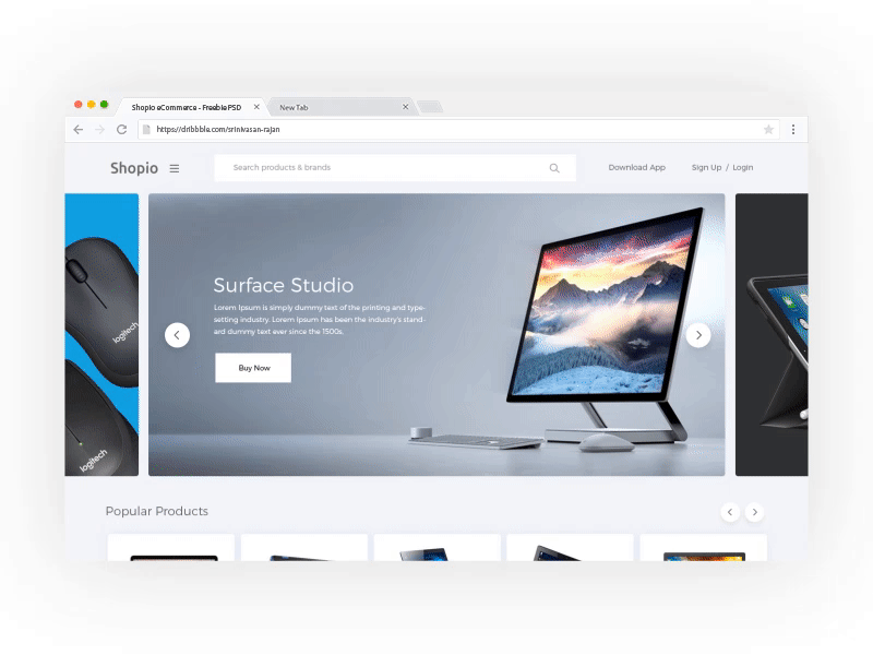 Shopio eCommerce - PSD e commerce free freebie on line psd rajan shopping srinivasan