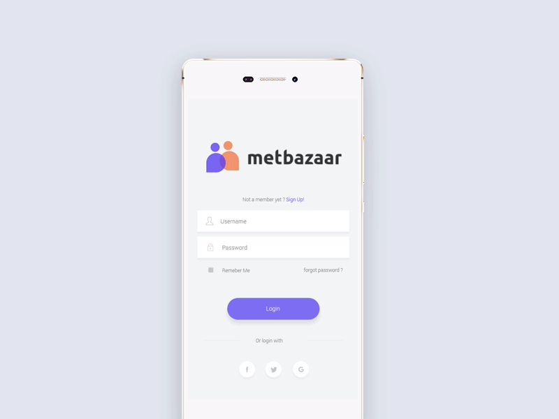 Met Bazaar Splash screen & Login Page interaction animation bazaar login metal page screen splash srinivasan rajan