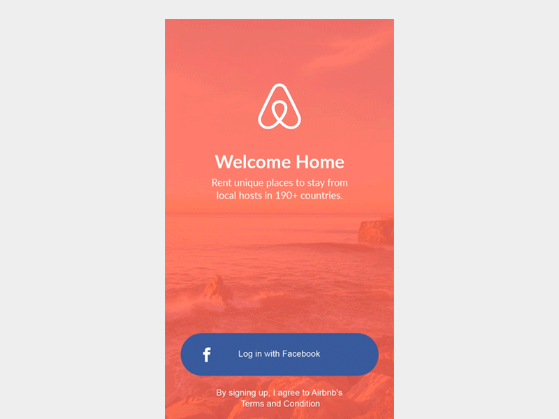 Facebook login interaction - Day 002 2 airbnb challenge concept day facebook interaction login rajan srinivasan
