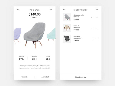 Chair Shopping App - Product & Checkout by Srinivasan Rajan on Dribbble