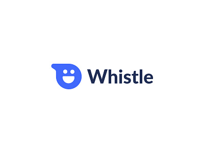 Whistle Chat Logo app blue bot brand chat emoji icon logo smile whistle