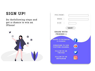Simple sign up page with html and css dailyui dailyui001