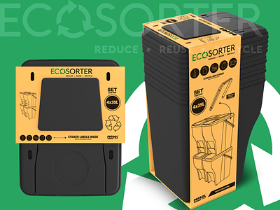 Ecosorter 3d blender branding logo packaging print typography vector