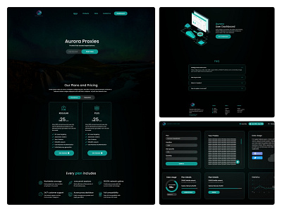 Aurora Proxy blacktheme branding greentheme typography ui ux uidesign ux ux design