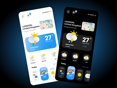 Weather App app blacktheme branding design orange design typography ui ux uidesign ux ux design