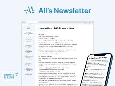 Ali Abdaal's Newsletter Redesign concept creative design newsletter newsletter design ui ux web design