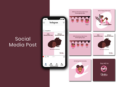 Branding for Stretchy Hair Care branding branding design character creative flat hair care illustration instagram post post product social media vector