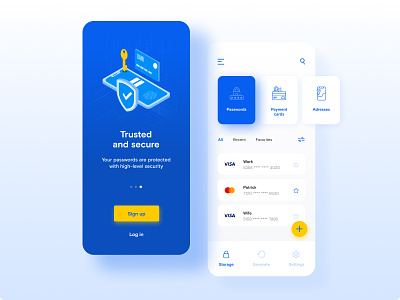 Security Manager - App concept adobe photoshop adobe xd adobe xd design app app design blue blue and white design figma minimalistic mobile mobile app password manager security ui ux web