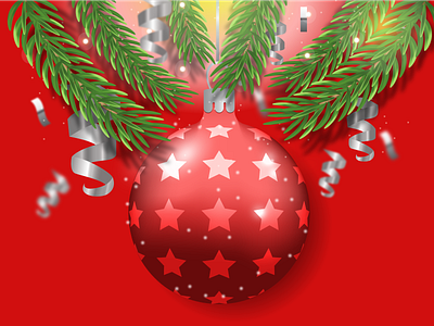 Сhristmas red ball card christmas toys christmas tree design graphic design illustration new year postcard vector