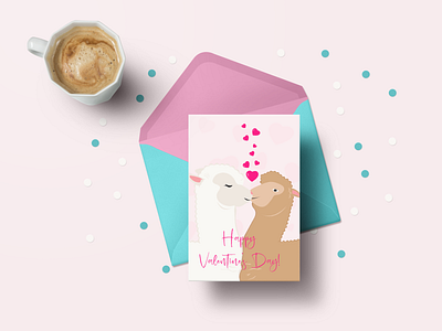 Happy Valentine's Day card design friends graphic design happy valentines day llamas love vector