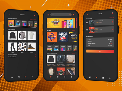 Ecommerce Mobile App UI Design Dark Mode basic ui basic ux branding clean ui design illustration logo mobile app mobile app design mobile app ui ui ui design trends