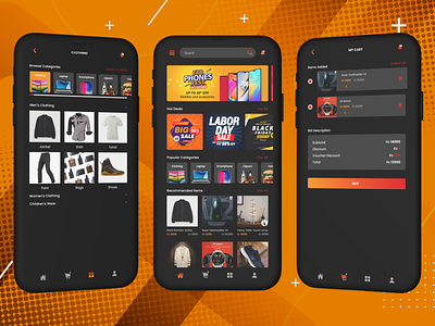 Ecommerce Mobile App UI Design Dark Mode