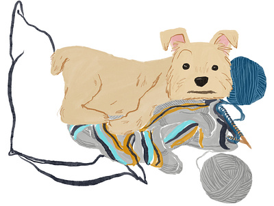 Comfort King adobe adobe fresco digital illustration dog dog illustration illustration knitting pet pup