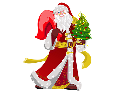 Дед Мороз арт вектор дедмороз дедмороз елка иллюстрация клаус мороз новый год подарки праздники рисунок рождество санта