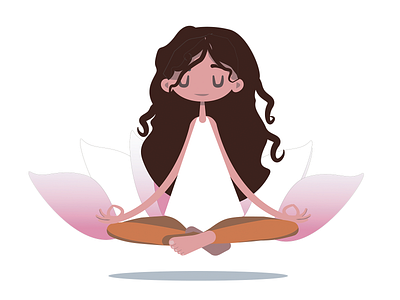 Медитация арт вектор волосы девочка жендища иллюстрация йога лотос мантра медитация спокойствия спорт счастье