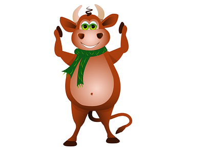 Новогодний бычок арт бык вектор векторная графика год быка животные иллюстрация корова новый год праздники рождество символ года теленок
