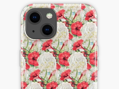 Wonderful Floral Pattern With Red White Blooming Roses