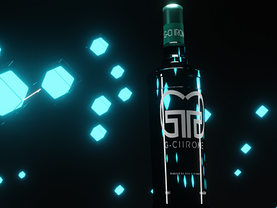 3d chrome vodka bottle. Eevee render brand design