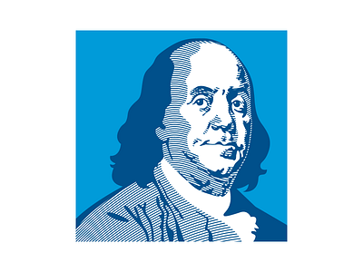 Ben Franklin adobe illustrator ben franklin blue cyan design engraved face graphic design illustration line patriot portrait vector