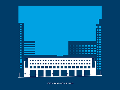 1010 Grand architecture blue building city cyan design downtown flat geometric graphic design illustration vector