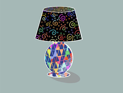 Lamp colorful lamp light pattern sketch swirls triangles