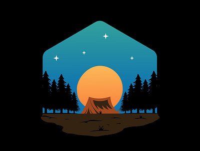 camping night branding design flat illustration illustrator logo vector
