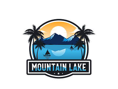 mountain and lake design flat illustration illustrator lake mountain mountain logo vector