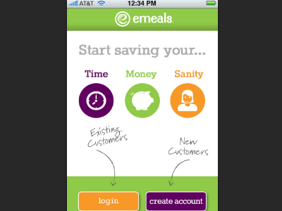 eMeals App Design app appleappstore birdsongcreative emeals functionality icons simple