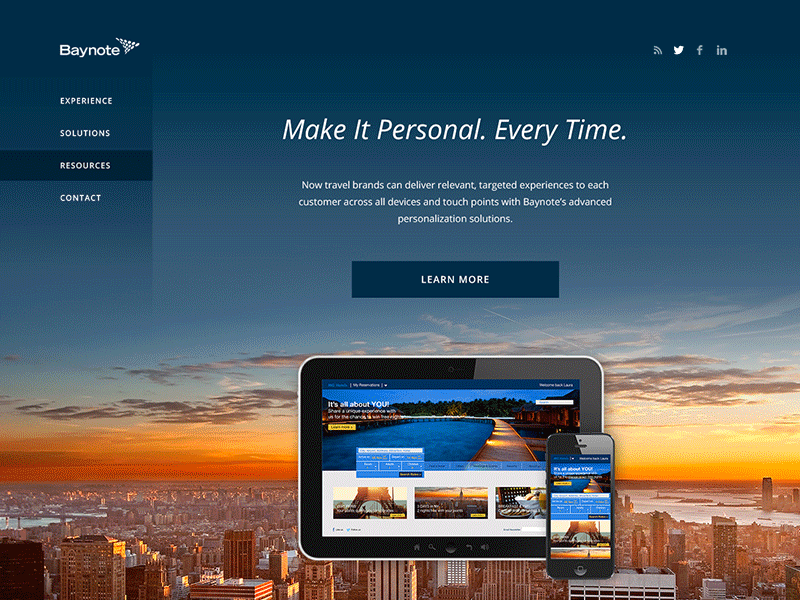 Baynote Travel Landing Page