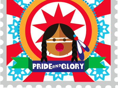 Pride & Glory Stamps digital art illustration native american pattern stamp design vector illustration