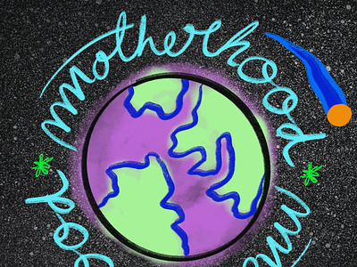 Mother-is-Power alien animation calligraphy comet cosmic digital art digital illustration earth fertility lettering mother mother earth motherhood origin outer space power procreate space textures universe