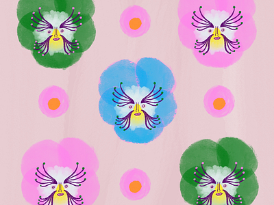 F.L.O.W.E.E.R.S blumen fleurs flower garden garten jardin lewis carroll organic pansy pattern pensamientos procreate psychedelic surface design