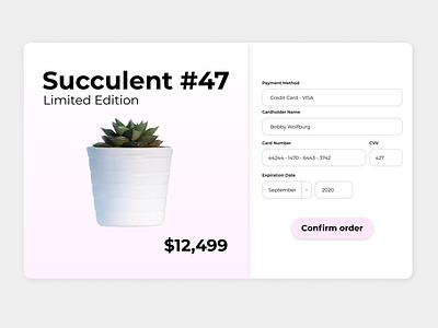 002 Credit Card Checkout 002 checkout credit card dailyui succulent