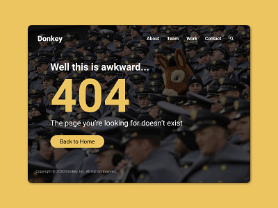 008 404 Page 008 404 dailyui donkey page police yellow