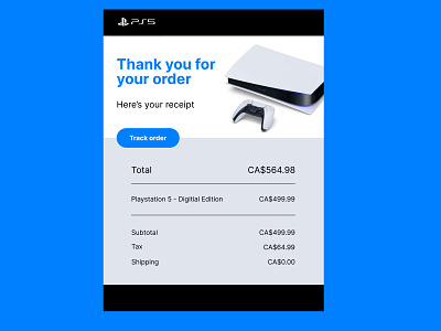 017 Email Receipt 017 dailyui email ps5 receipt