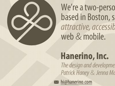 Hanerino, Inc. brown logo myriad pro