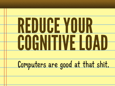Reduce Your Cognitive Load gtd keynote league gothic presentation prova slides