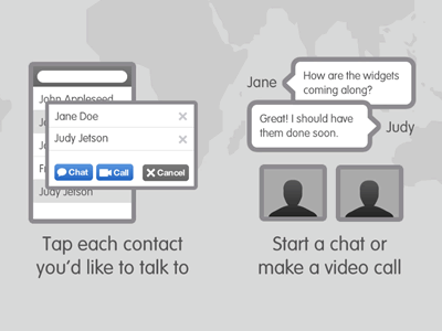 Start a chat or make a video call illustration chat world ipad ios