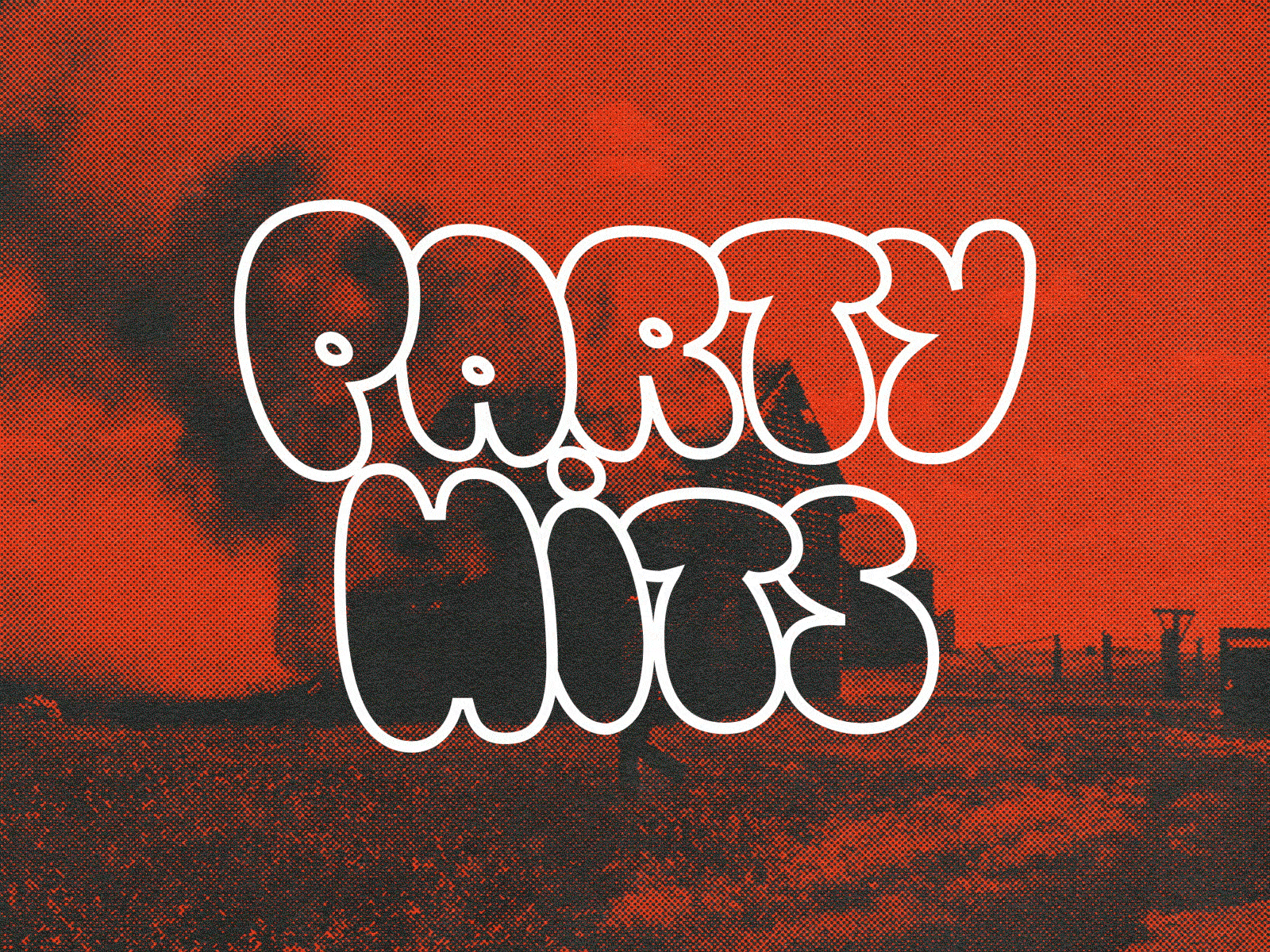 PARTY HITS archive imagery are.na blow up brutalist bubble dj halftone red true grit texture supply wordmark