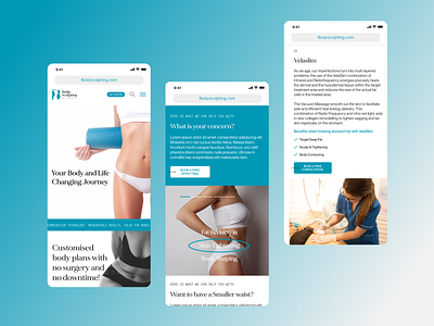 Mobile Web Screens for Body Sulpting AU branding business design health mobile sculpting ui ux web design website