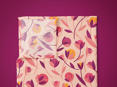 Floral Muslin Blanket baby blanket floral illustration pattern pink surface design surface pattern design textile