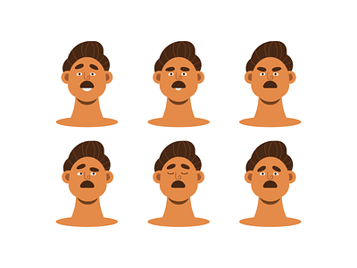 Character Experiments angry character character design design dribbble dribbble shot dribbblers excited expressions eyes guy hairstyle illustration mustache relax sad skin smile thinking vector