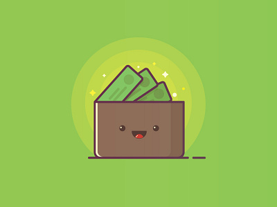 Cute happy wallet icon