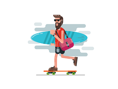 Surf & skate.. beach beard character happy holidays music sea skate summer surf wheel