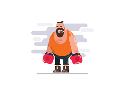 Badass Boxer. badass beard boxer character cigar fight illustration smoke vector