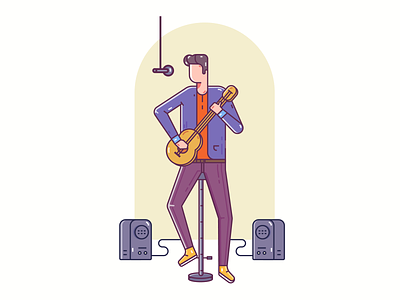 Singer character design guitar illustration music singer song vector