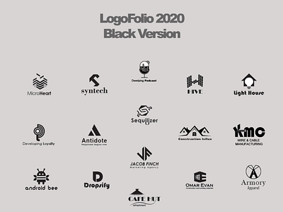 logofolio (black version) creativelogo design flat icon logo logo and branding logofolio logoinspiration logotype typography vector